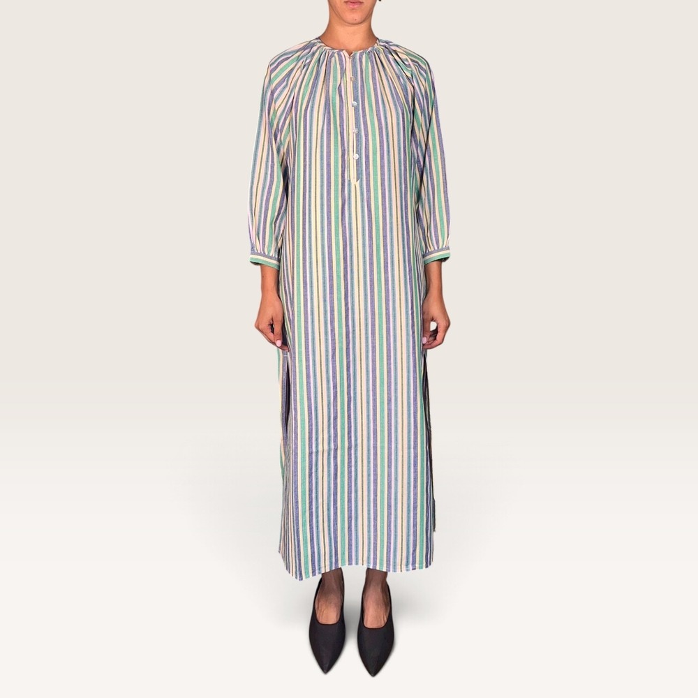 Pomander Place Zephyr Stripe Heidi Maxi Caftan Dress Multicolor Small B1476 NWT